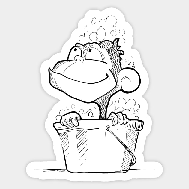 Bathtub monkey Sticker by Jason's Doodles